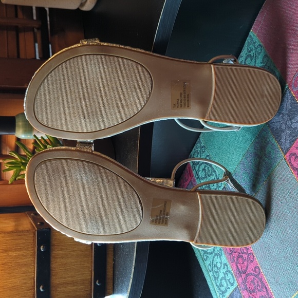 Rampage Patience Silver T Strap sandals 7.5 M Glitz Glam Summer - Picture 7 of 12